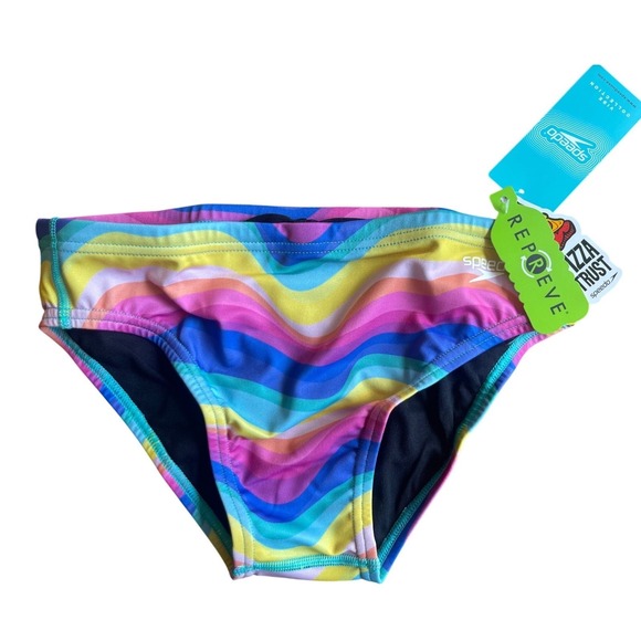 Speedo Other - Speedo Mens Sz 30 Vibe Rainbow Wave Swim Brief Trunks Eco Endurance Recycled NWT
